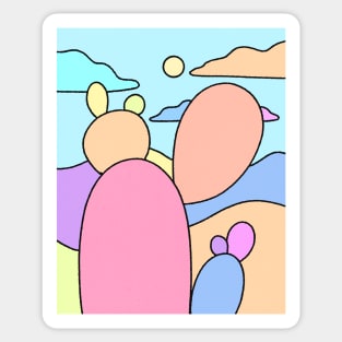 Pastel Cactus desert Cute Landscape Sticker